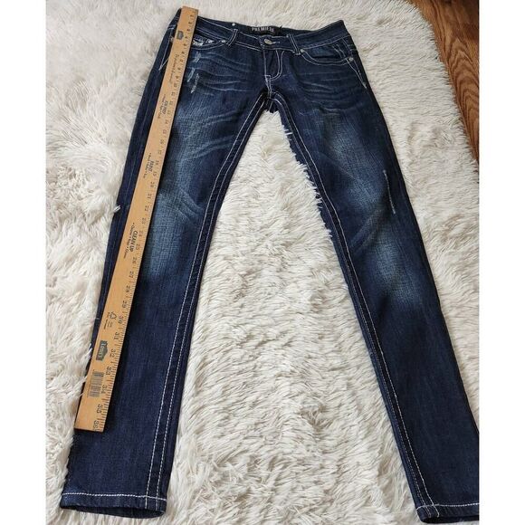 Premiere Rue 21 Denim Jeans Dark Stone Wash Sequin Rhinestones - Picture 10 of 13